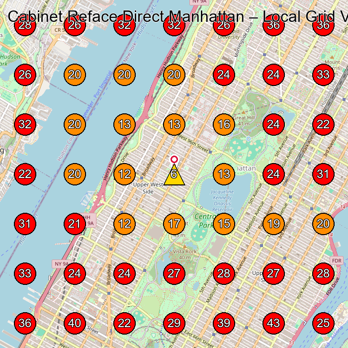 Cabinet Reface Direct Manhattan GeoGrid visibility map for Cabinet Maker in 150 E 58th St 10 FL